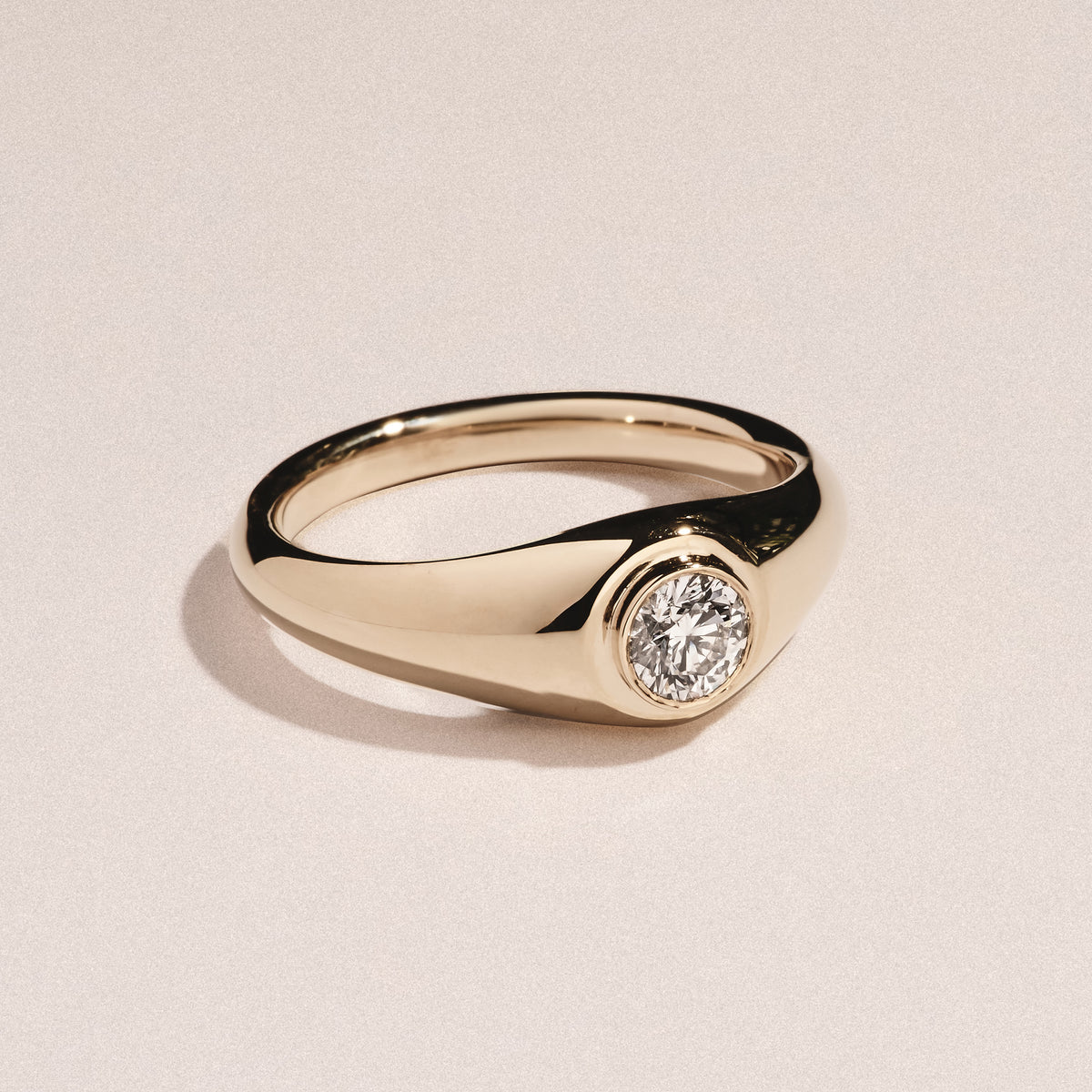 Axis Men's 0.50ct Round Cut Lab Diamond Signet Ring in 18K Gold Vermeil