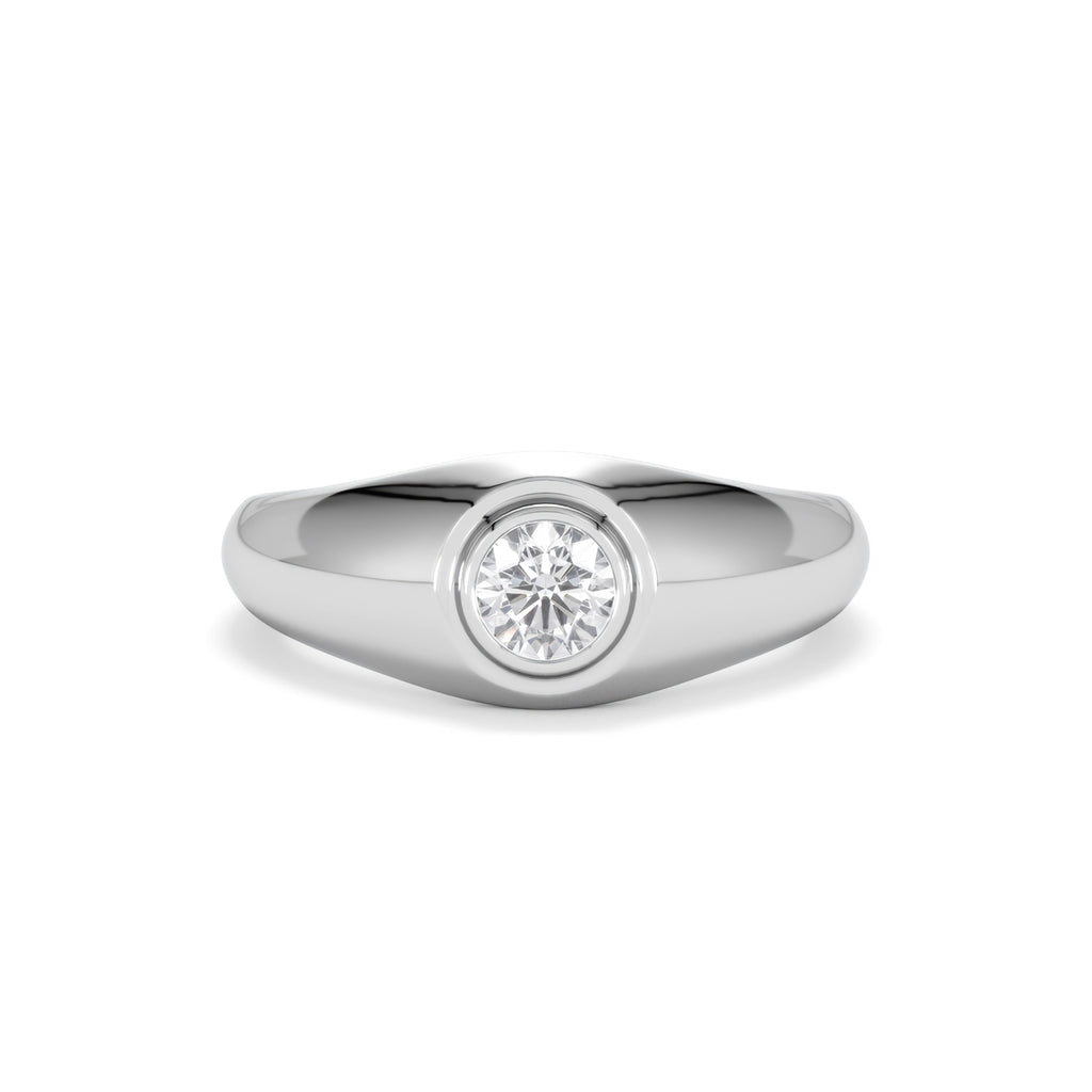 Mens Lab Diamond Signet Ring 0.50ct Round Cut Set in 9k White Gold