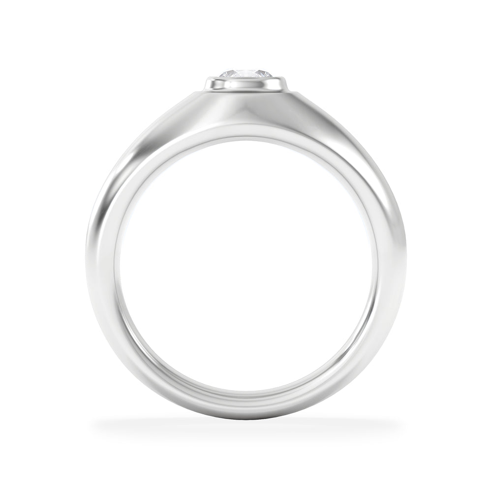 Axis Men's Lab Diamond Signet Ring 0.50ct Round Cut Set in 9k White Gold