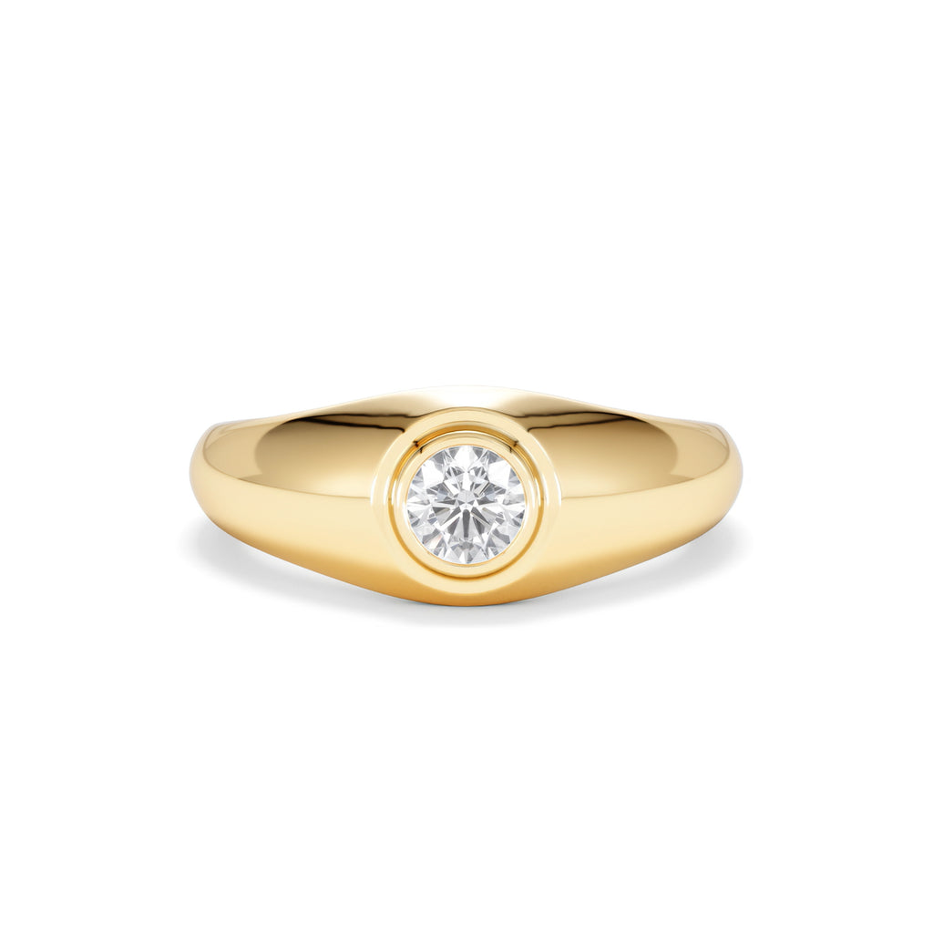 Mens 0.50ct Lab Diamond Signet Ring 0.50ct Round Cut Set in 9k Gold