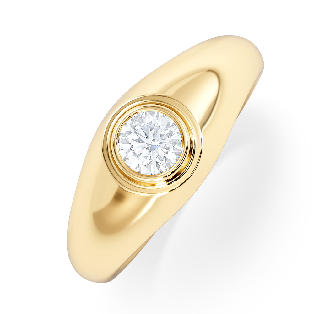 Axis Men's 0.50ct Round Cut Lab Diamond Signet Ring in 18K Gold Vermeil