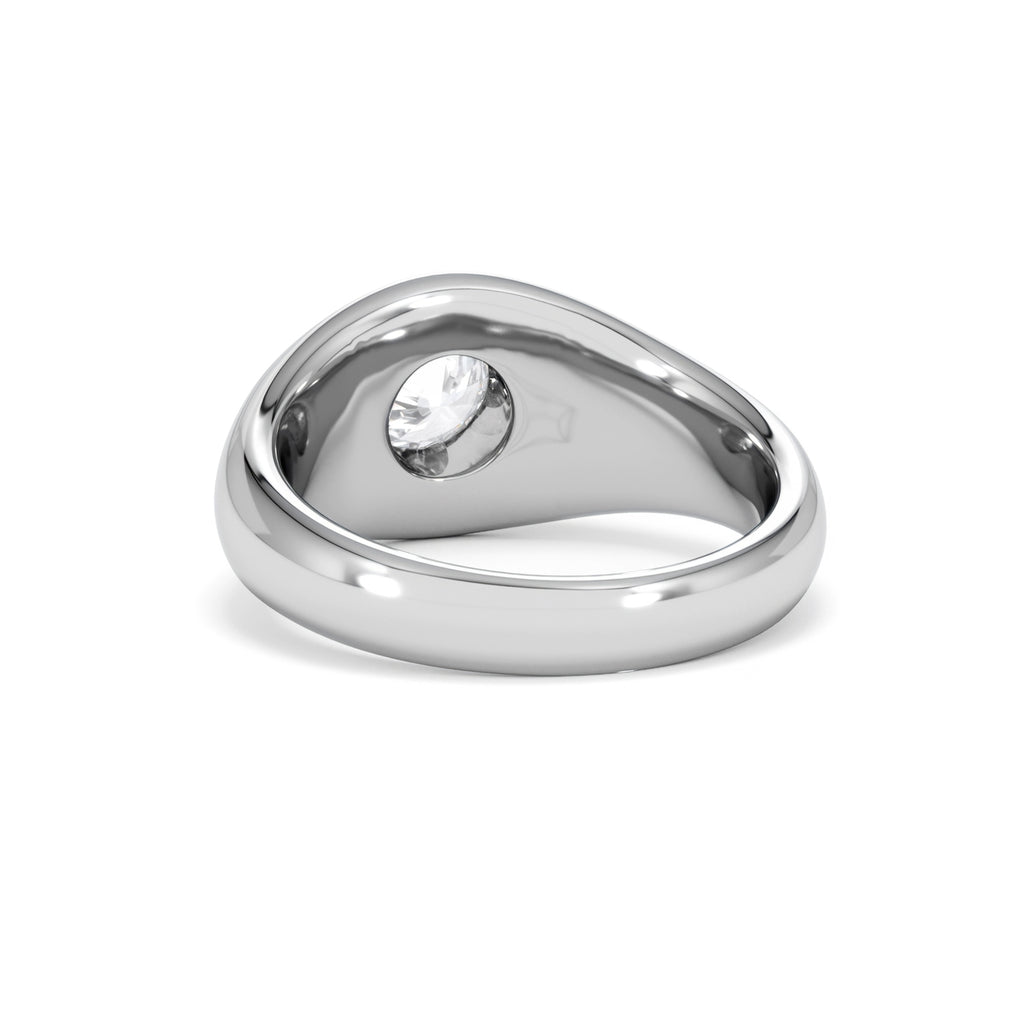 Mens Lab Diamond Signet Ring 1.00ct Round Cut Set in 9k White Gold