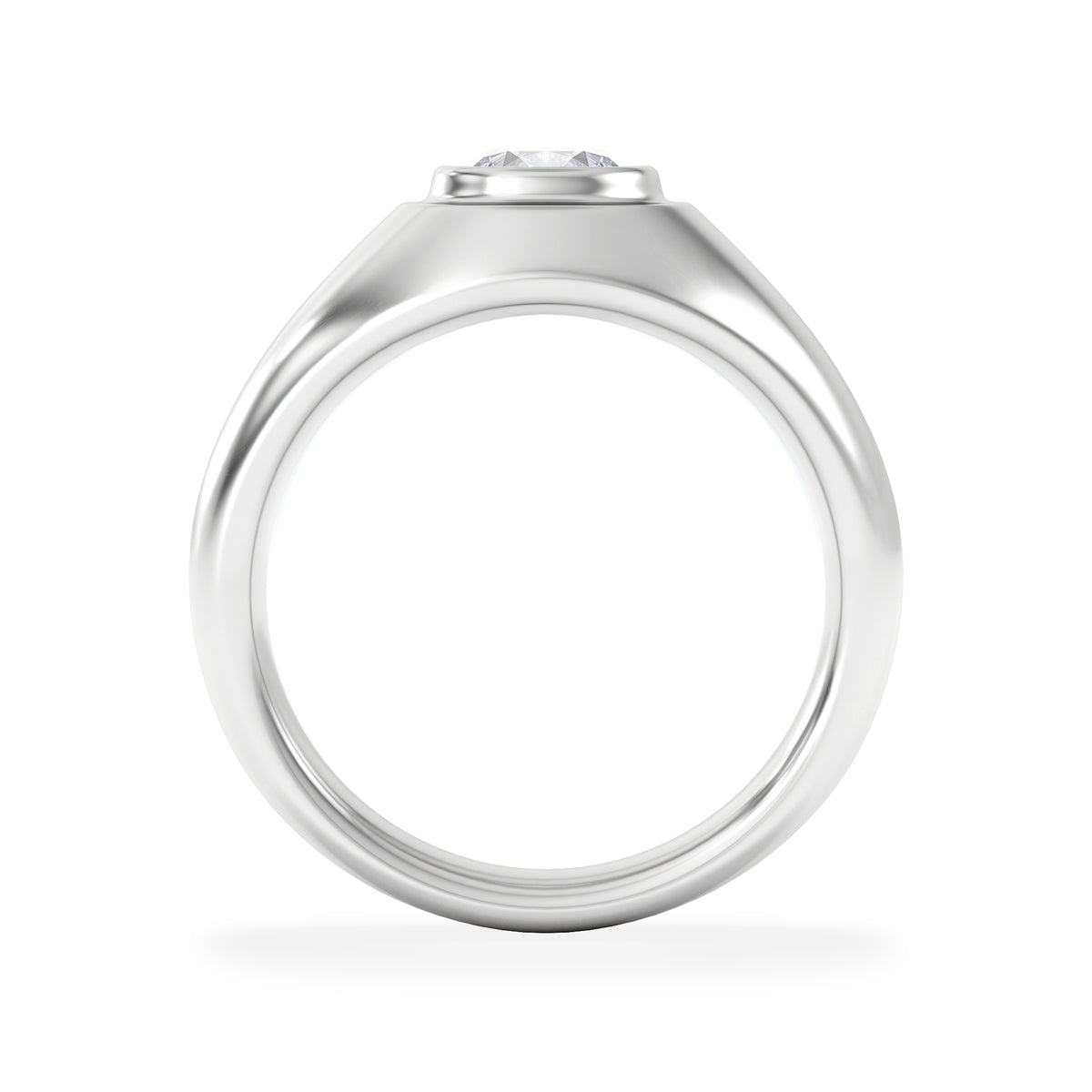Axis Men's Lab Diamond Signet Ring 1.00ct Round Cut Set in 9k White Gold