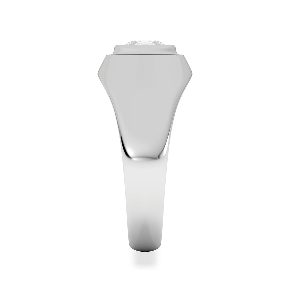 Axis Men's Lab Diamond Signet Ring 1.00ct Round Cut Set in 9k White Gold