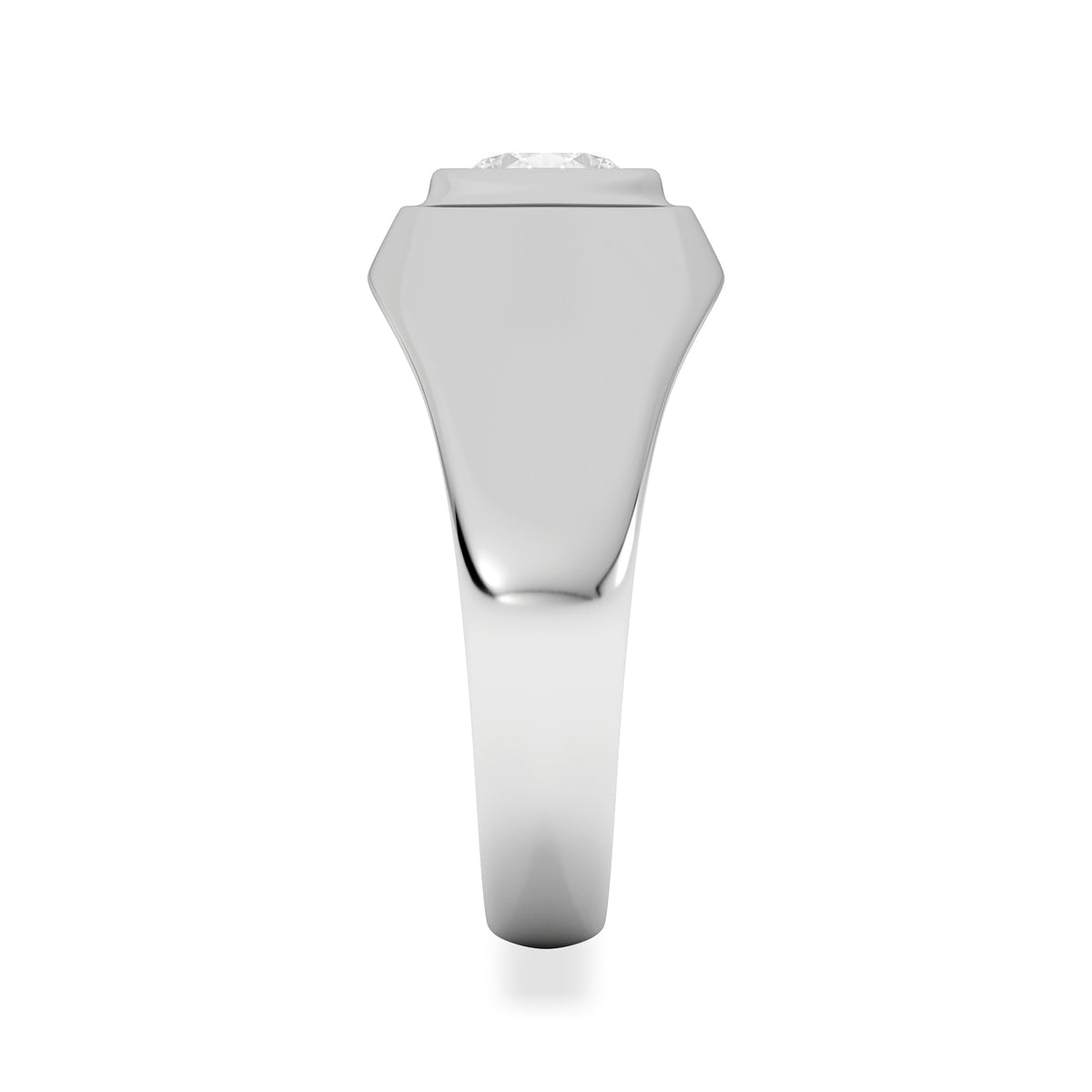 Axis Men's Lab Diamond Signet Ring 1.00ct Round Cut Set in 9k White Gold