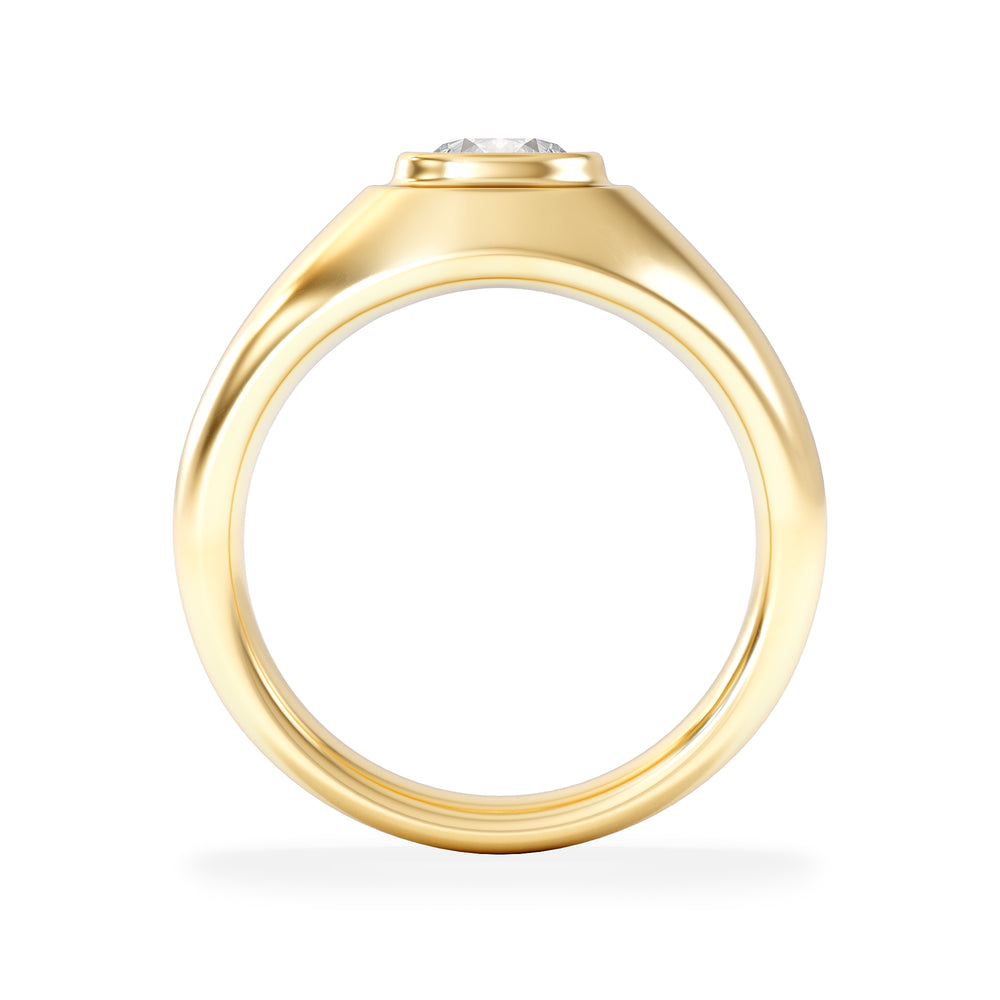 Axis Men's Lab Diamond Signet Ring 1.00ct Round Cut Set in 9k Gold