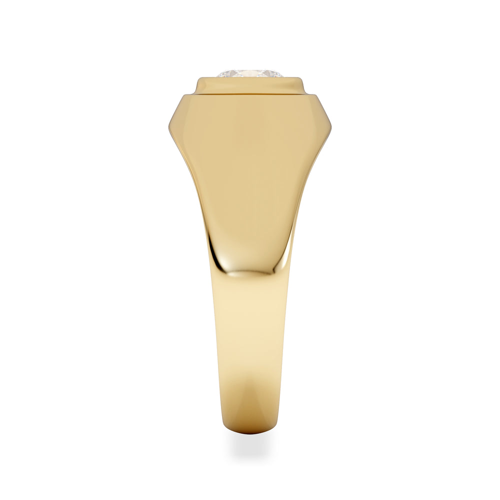 Axis Men's Lab Diamond Signet Ring 1.00ct Round Cut Set in 9k Gold