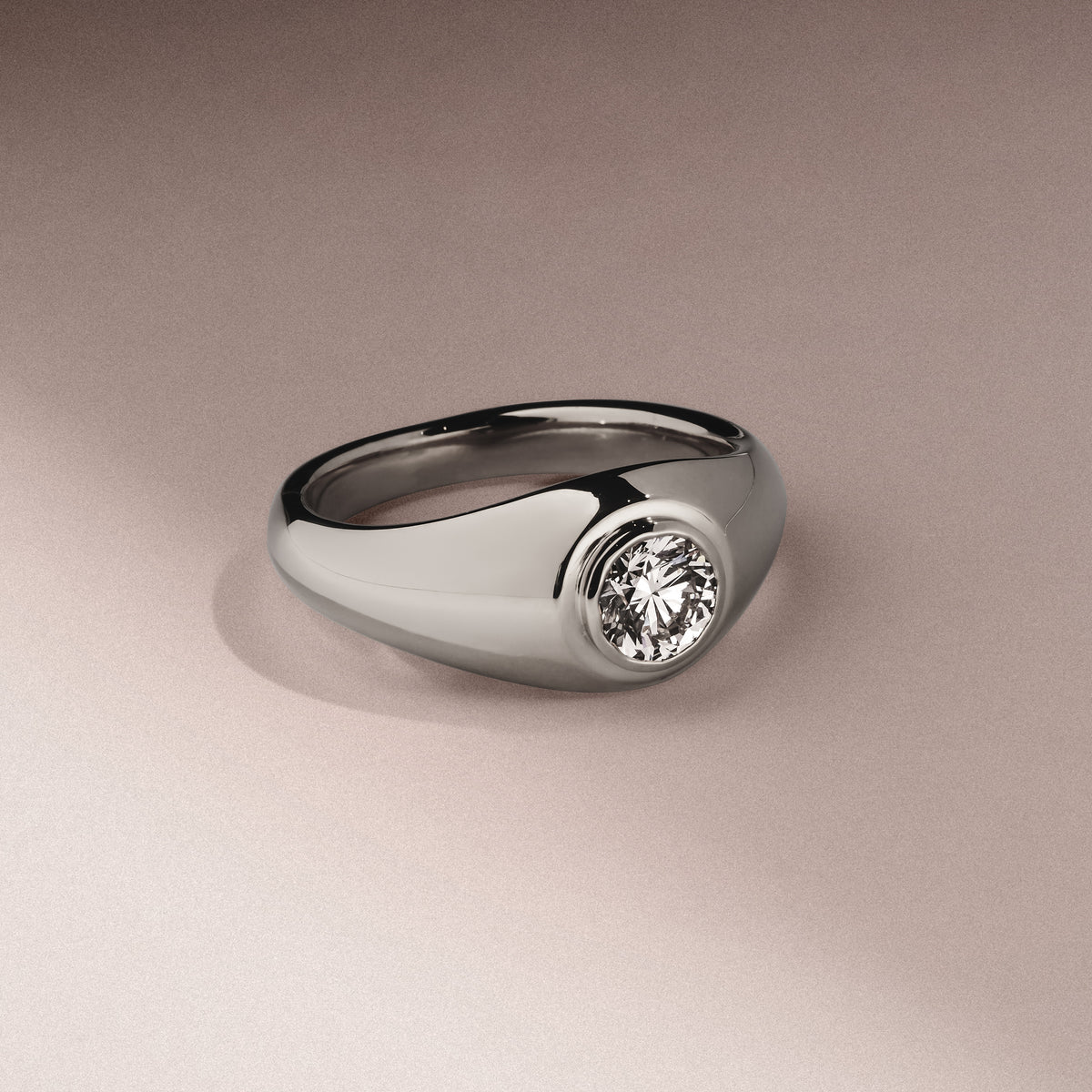 Axis Men's Lab Diamond Signet Ring 1.00ct Round Cut Set in 9k White Gold