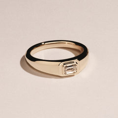 Axis Men's 0.50ct Emerald Cut Lab Diamond Signet Ring in 18K Gold Vermeil