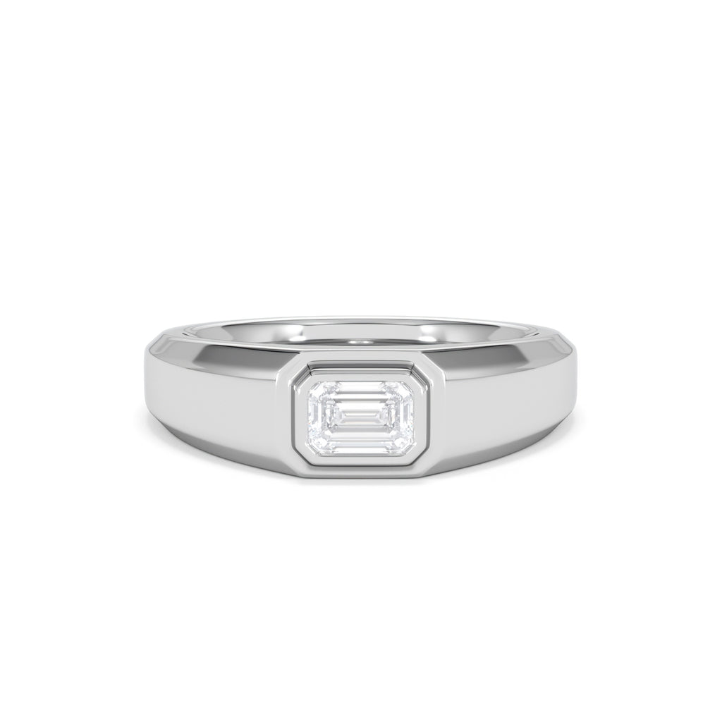 Axis Men's 0.50ct Emerald Cut Lab Diamond Signet Ring in Sterling Silver
