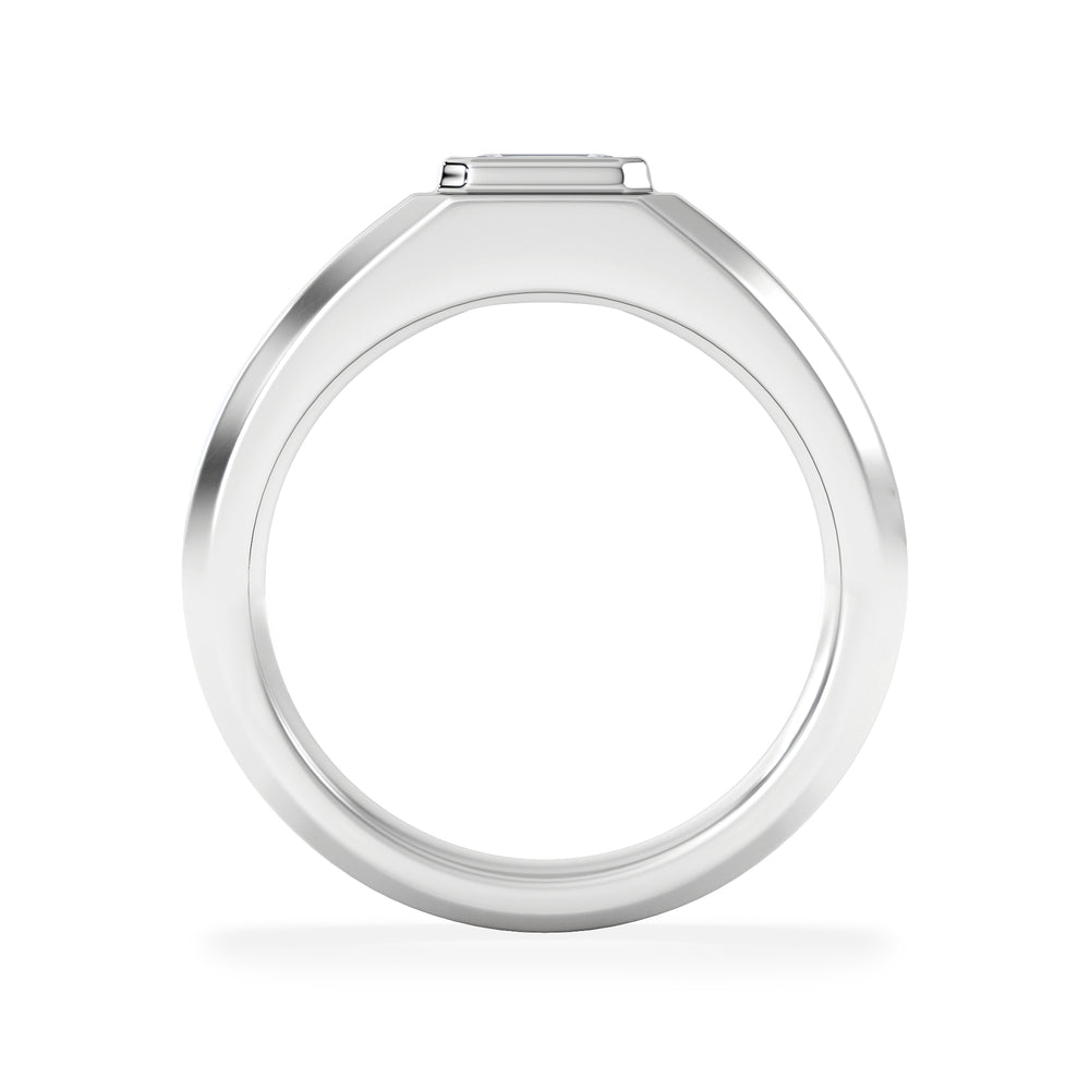 Axis Men's 0.50ct Emerald Cut Lab Diamond Signet Ring in Sterling Silver