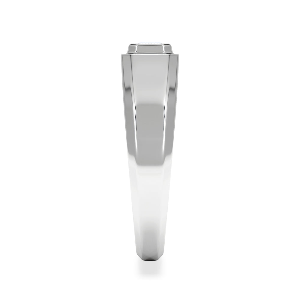 Axis Men's 0.50ct Emerald Cut Lab Diamond Signet Ring in Sterling Silver