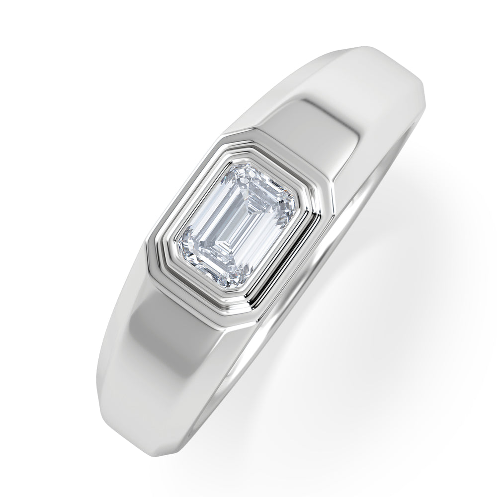Axis Men's 0.50ct Emerald Cut Lab Diamond Signet Ring in Sterling Silver