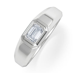 Axis Men's 0.50ct Emerald Cut Lab Diamond Signet Ring in Sterling Silver