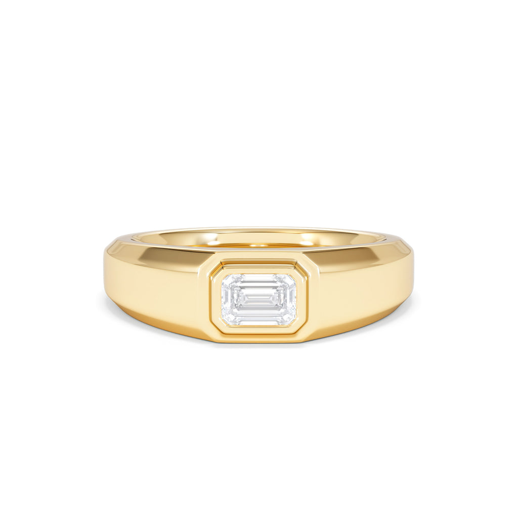 Axis Men's 0.50ct Emerald Cut Lab Diamond Signet Ring in 18K Gold Vermeil