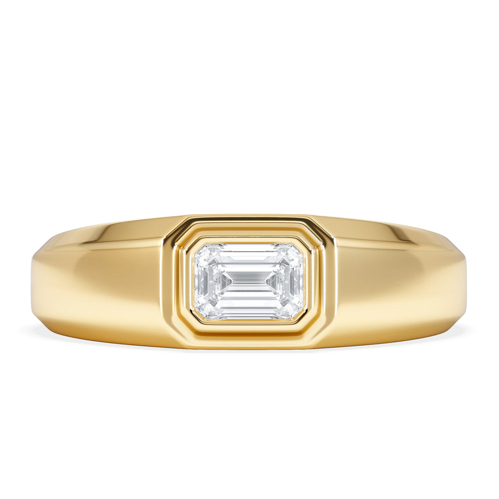 Axis Men's 0.50ct Emerald Cut Lab Diamond Signet Ring in 18K Gold Vermeil