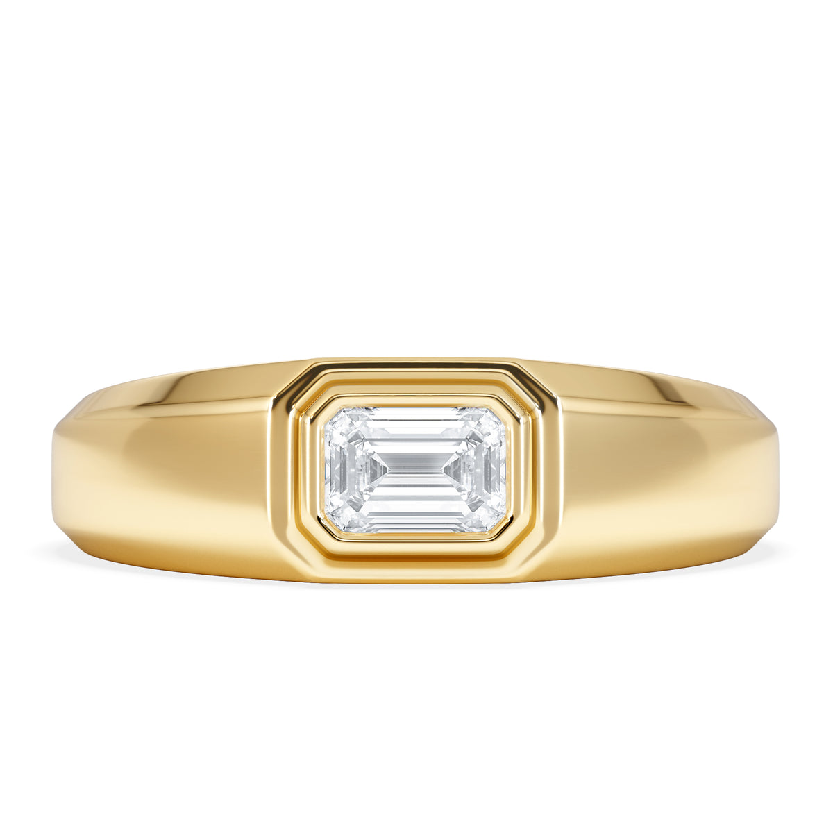 Axis Men's 0.50ct Emerald Cut Lab Diamond Signet Ring in 18K Gold Vermeil