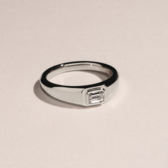 Axis Men's 0.50ct Emerald Cut Lab Diamond Signet Ring in Sterling Silver