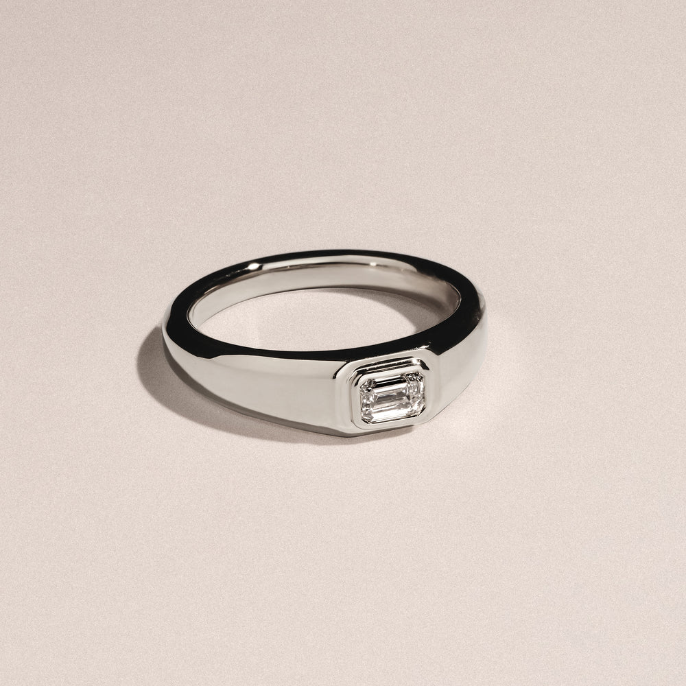 Axis Men's Lab Diamond Signet Ring 0.50ct Emerald Cut Set in 9k White Gold