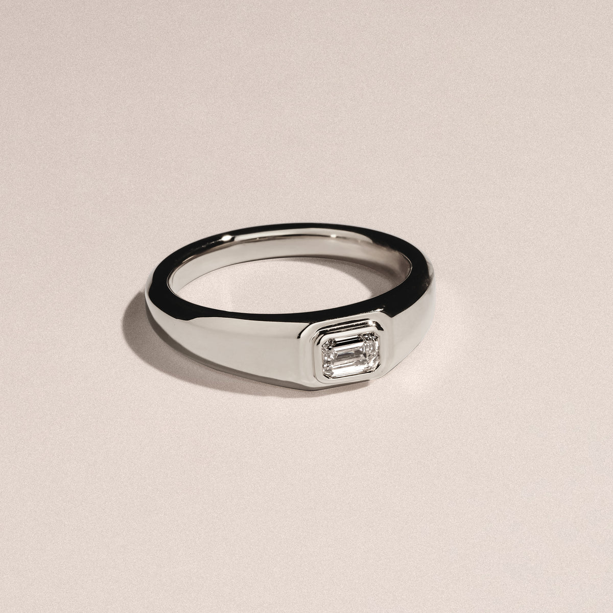Axis Men's Lab Diamond Signet Ring 0.50ct Emerald Cut Set in 9k White Gold