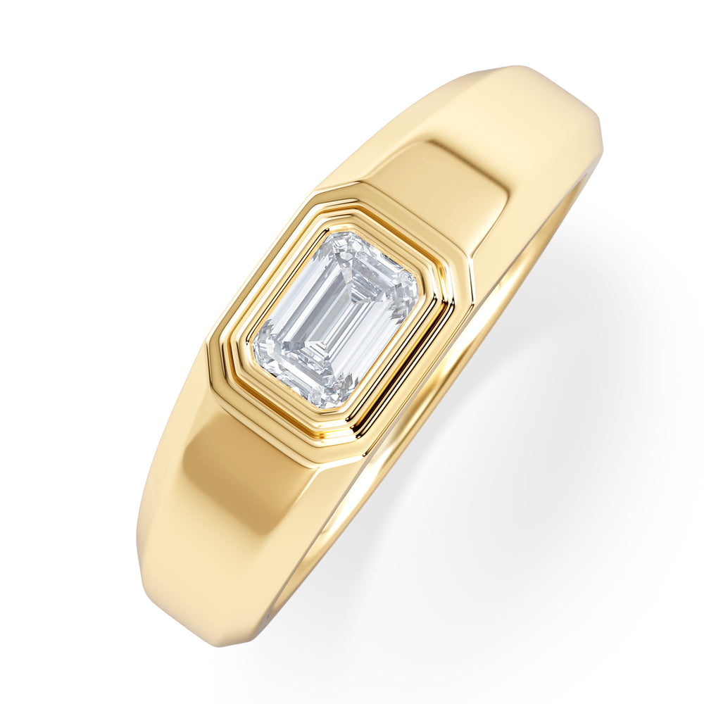 Axis Men's 0.50ct Emerald Cut Lab Diamond Signet Ring in 18K Gold Vermeil