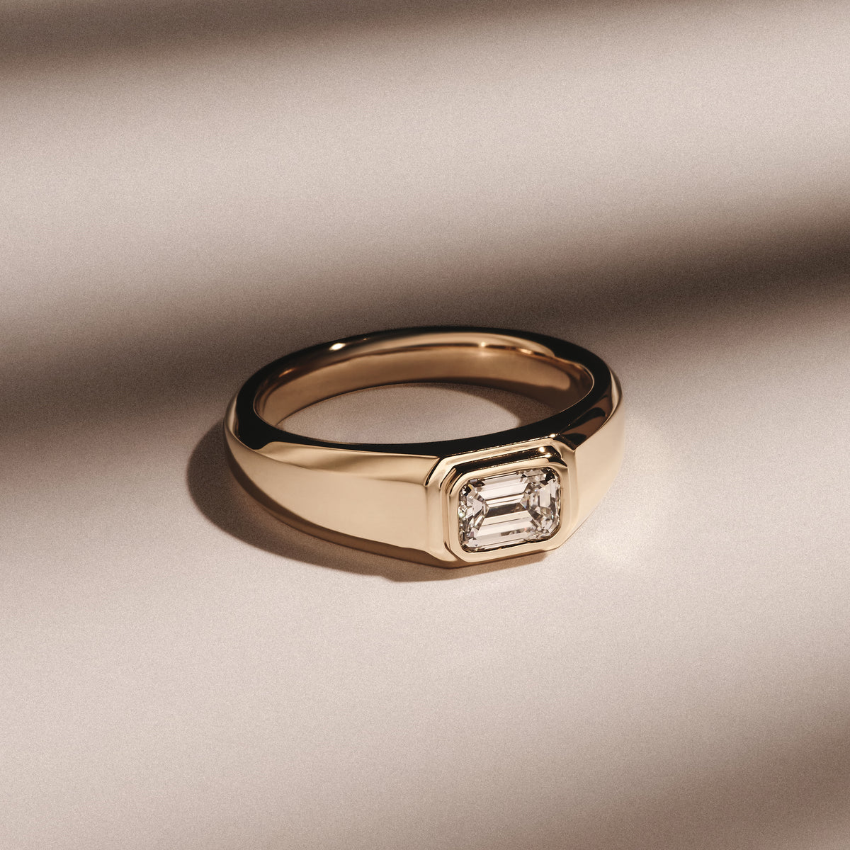 Axis Men's Lab Diamond Signet Ring 1.00ct Emerald Cut Set in 9k Gold