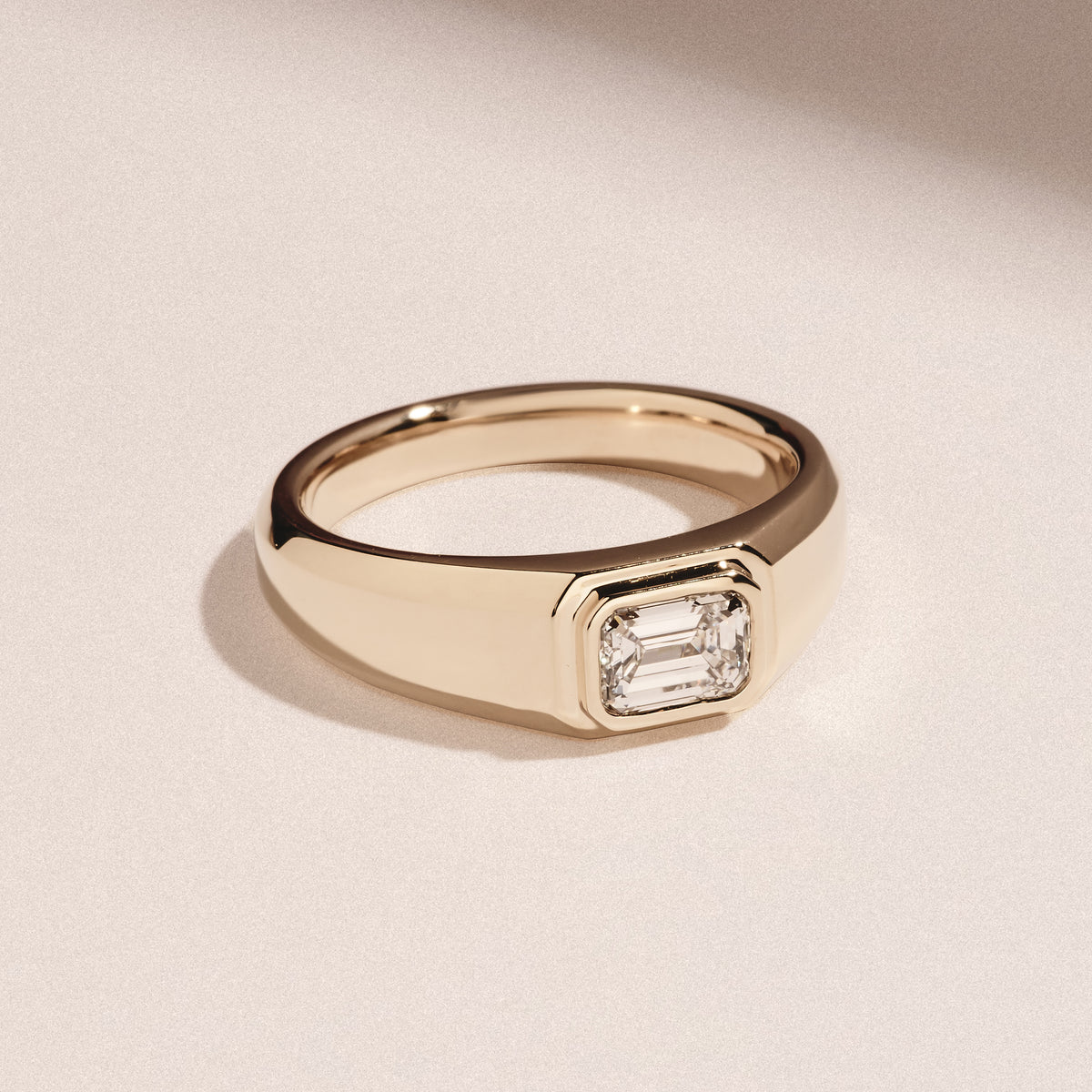 Axis Men's Lab Diamond Signet Ring 1.00ct Emerald Cut Set in 9k Gold
