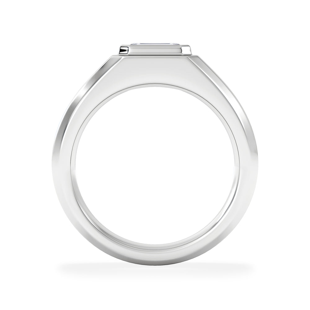 Axis Men's Lab Diamond Signet Ring 1.00ct Emerald Cut Set in 9k White Gold