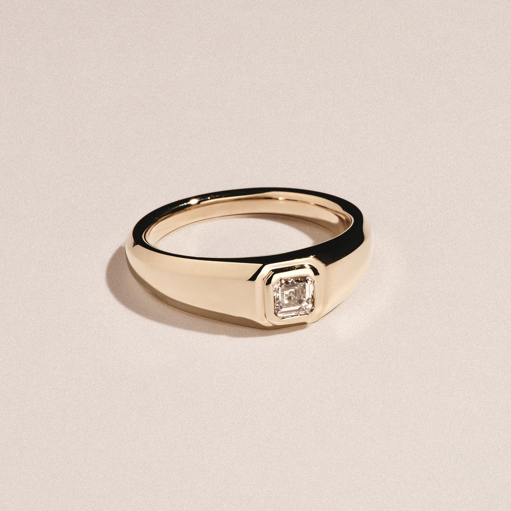 Axis Men's Lab Diamond Signet Ring 0.50ct Asscher Cut Set in 9k Gold