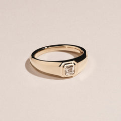 Axis Men's 0.50ct Asscher Cut Lab Diamond Signet Ring in 18K Gold Vermeil