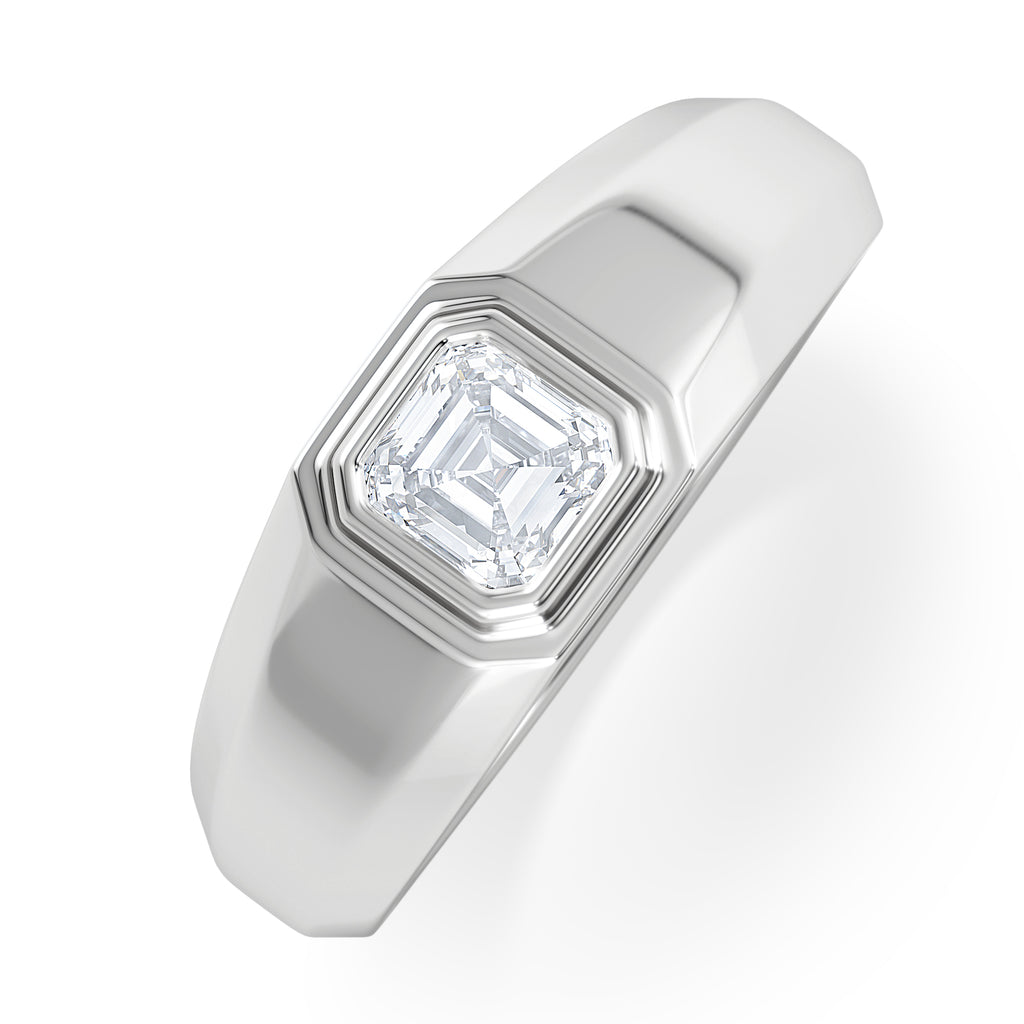Axis Men's 0.50ct Asscher Cut Lab Diamond Signet Ring in Sterling Silver