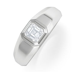Axis Men's 0.50ct Asscher Cut Lab Diamond Signet Ring in Sterling Silver
