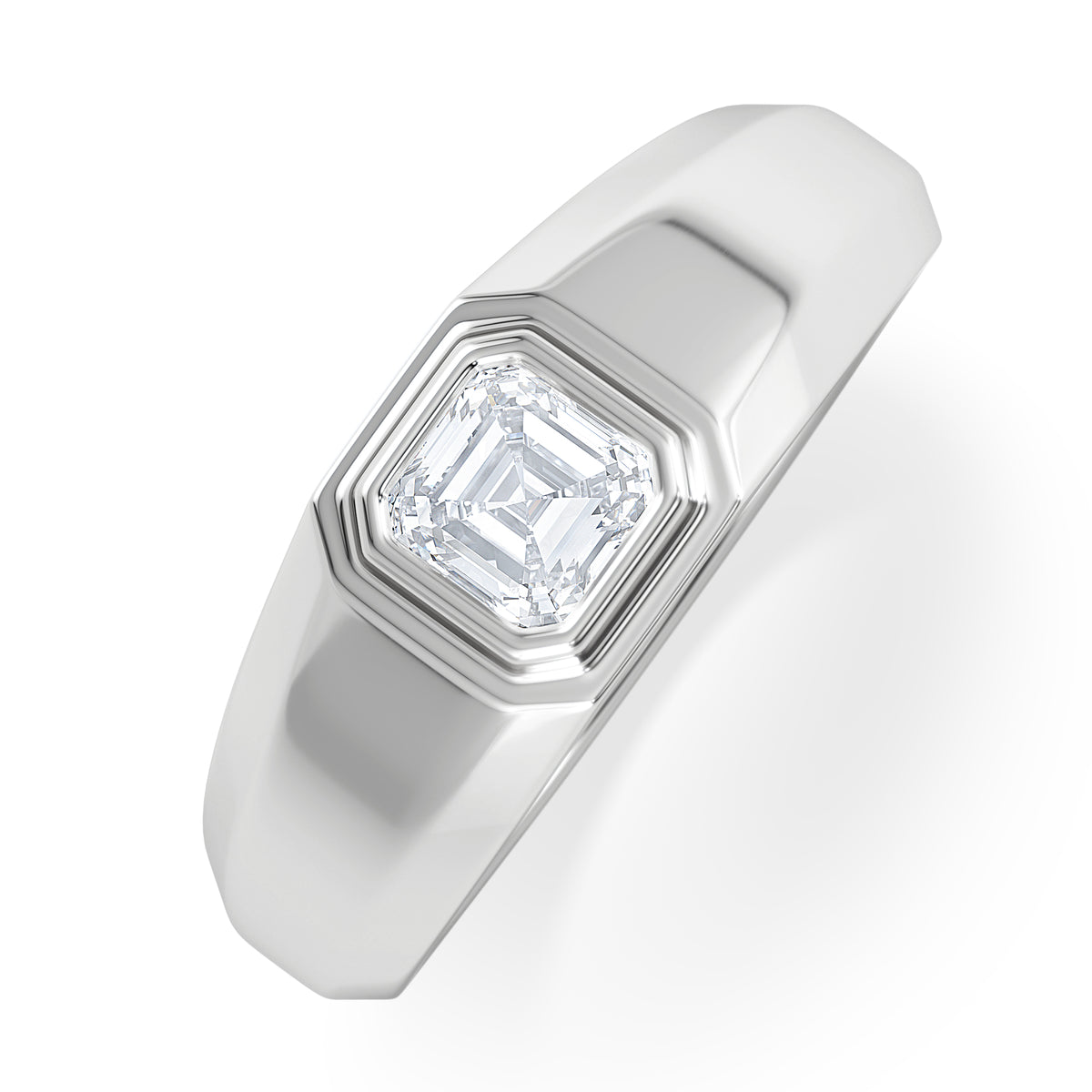 Axis Men's 0.50ct Asscher Cut Lab Diamond Signet Ring in Sterling Silver