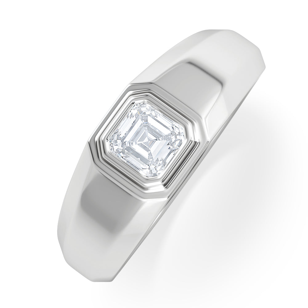 Axis Men's Lab Diamond Signet Ring 0.50ct Asscher Cut Set in 9k White Gold