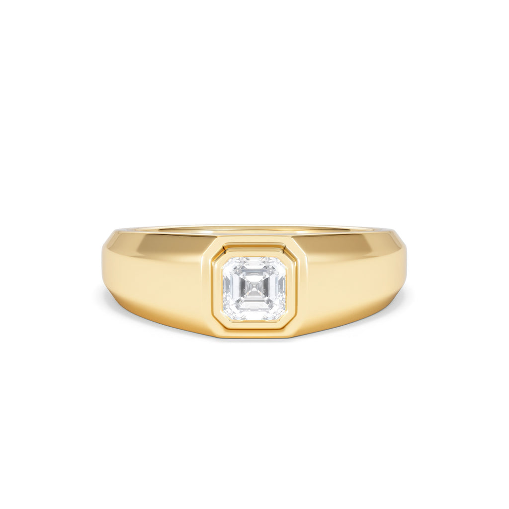 Axis Men's 0.50ct Asscher Cut Lab Diamond Signet Ring in 18K Gold Vermeil