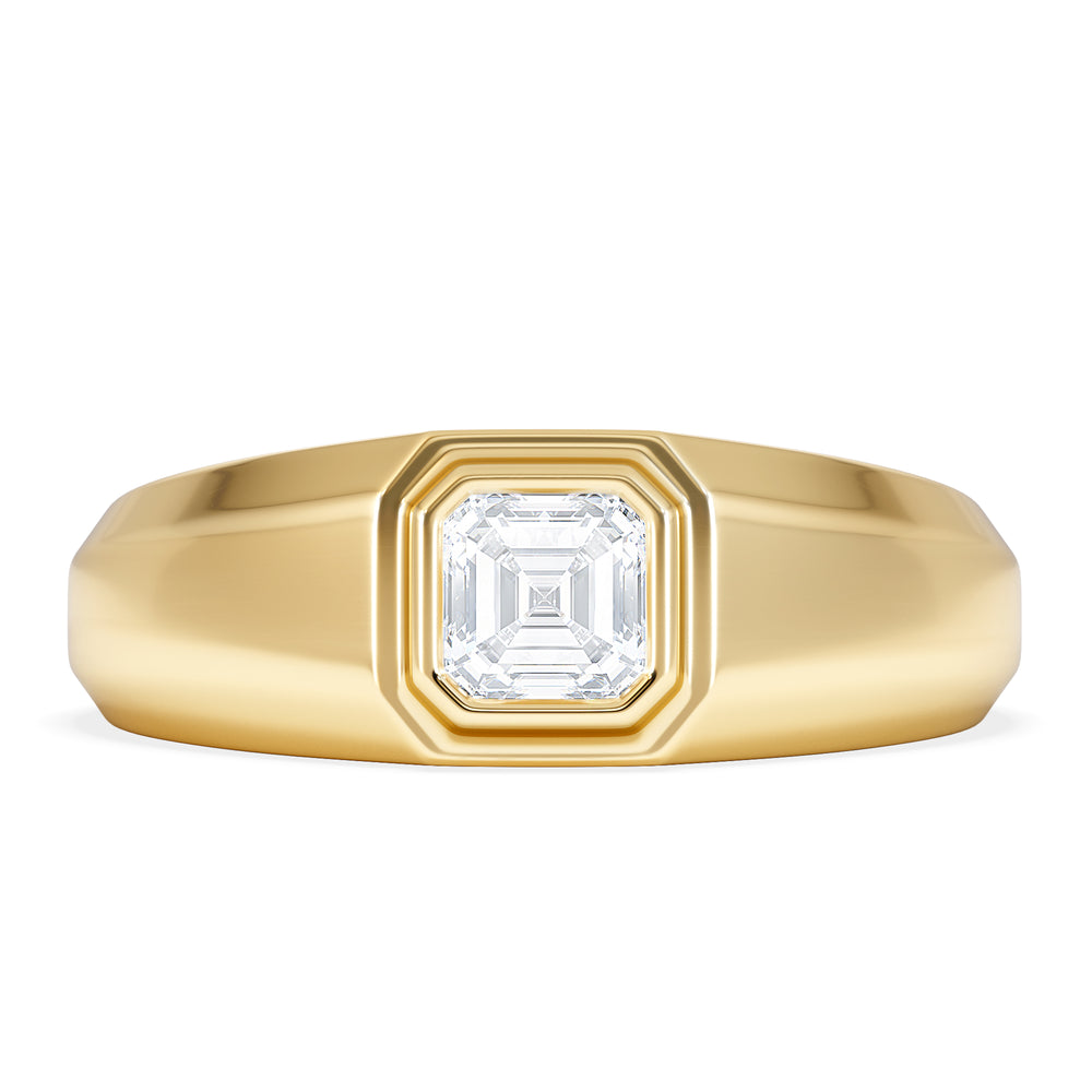 Axis Men's Lab Diamond Signet Ring 0.50ct Asscher Cut Set in 9k Gold