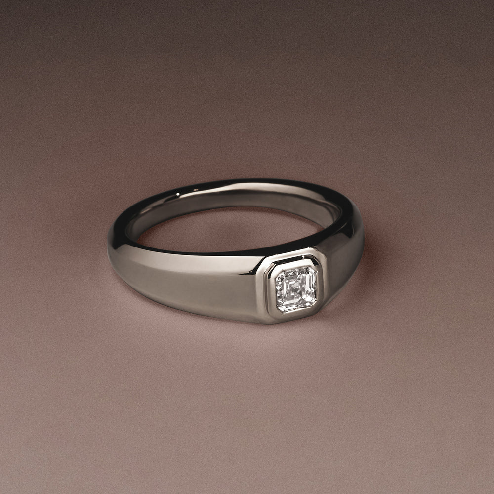 Axis Men's Lab Diamond Signet Ring 0.50ct Asscher Cut Set in 9k White Gold