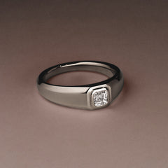 Axis Men's 0.50ct Asscher Cut Lab Diamond Signet Ring in Sterling Silver