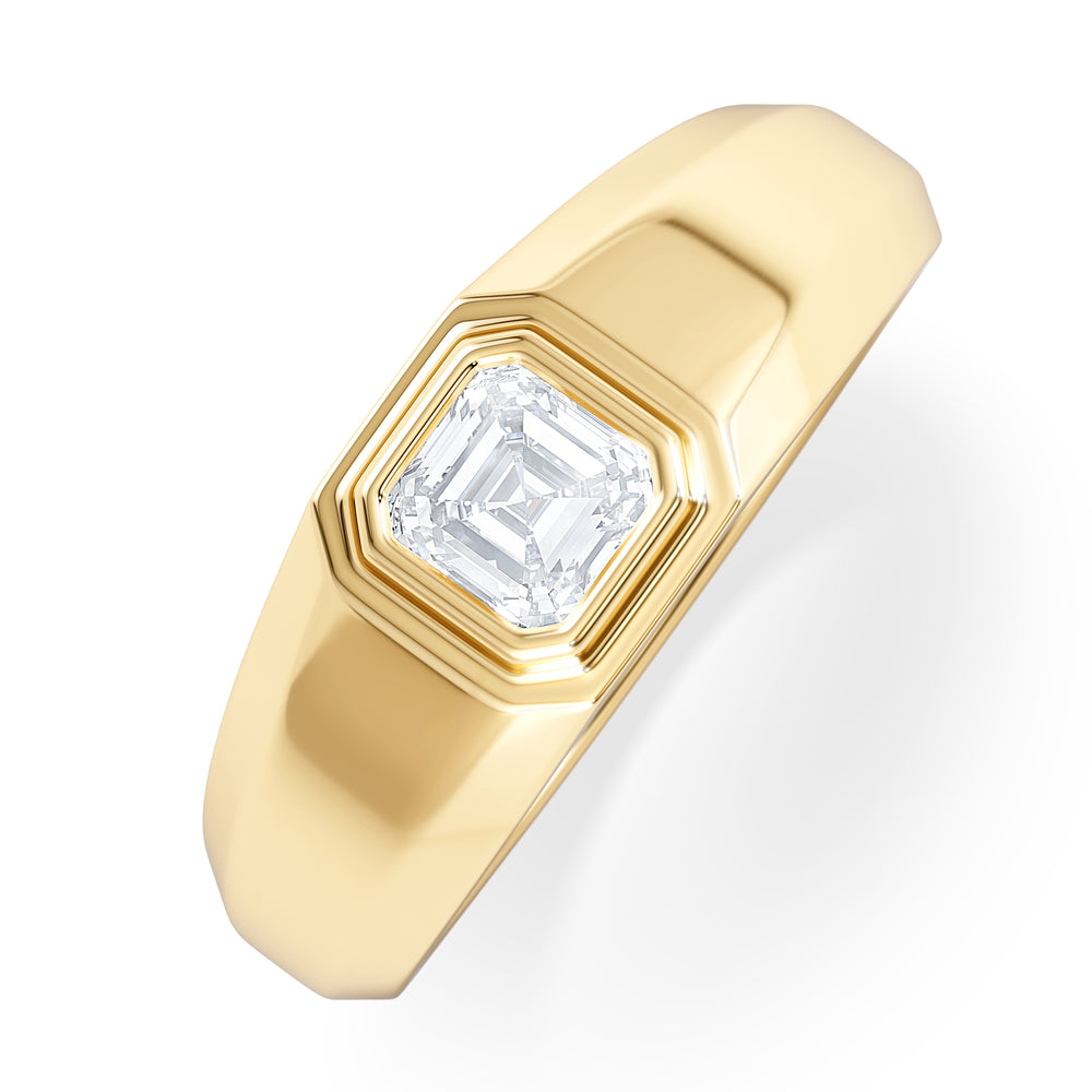 Axis Men's 0.50ct Asscher Cut Lab Diamond Signet Ring in 18K Gold Vermeil