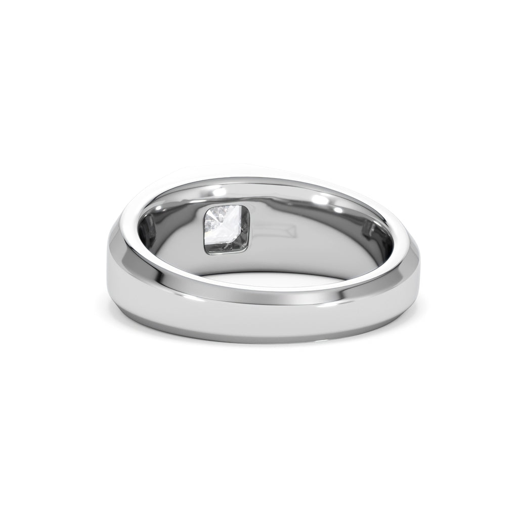 Mens Lab Diamond Signet Ring 1.00ct Asscher Cut Set in 9k White Gold