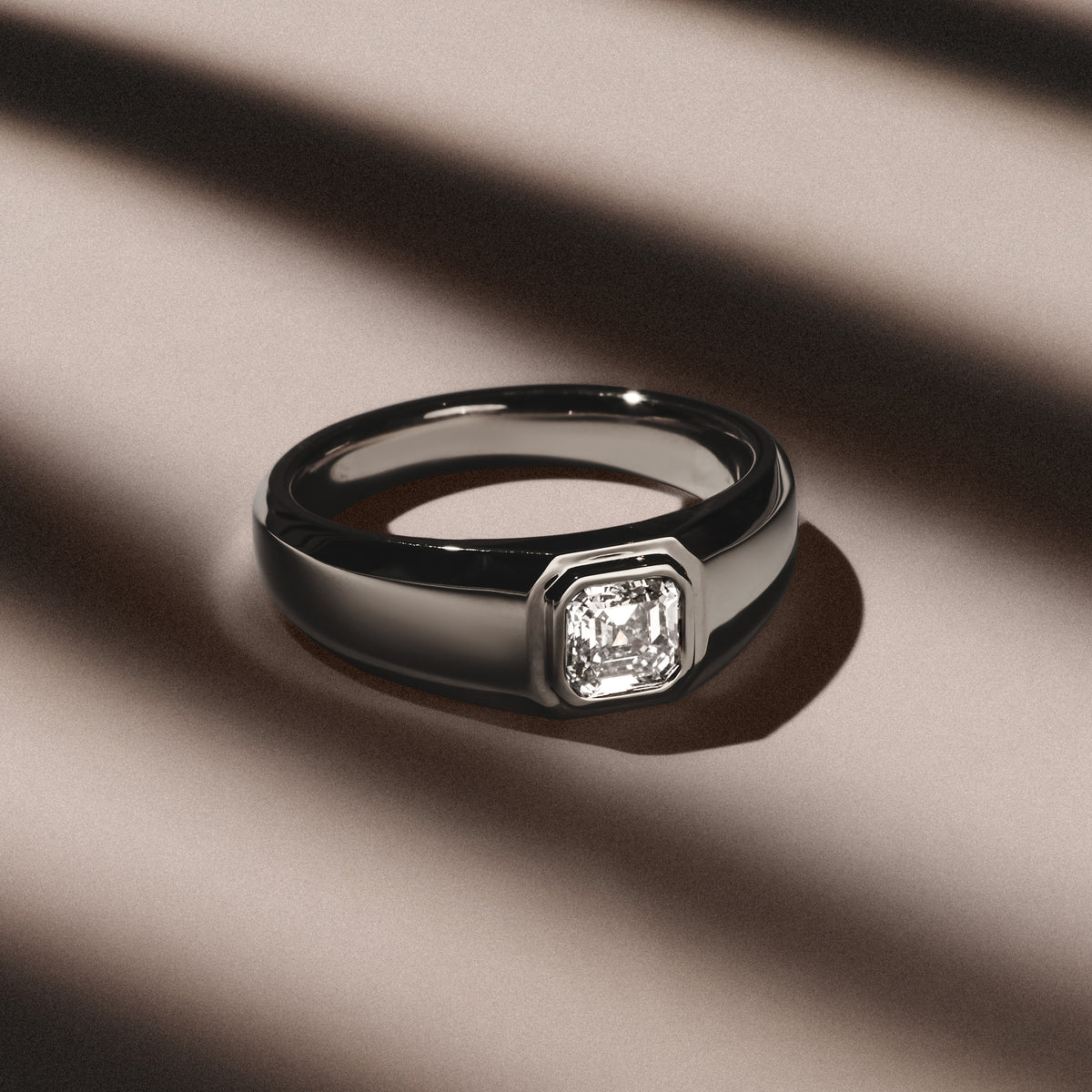 Axis Men's Lab Diamond Signet Ring 1.00ct Asscher Cut Set in 9k White Gold