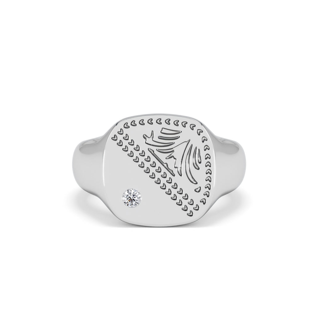 Crest 0.03ct Lab Diamond Men's Square Signet Ring in Sterling Silver