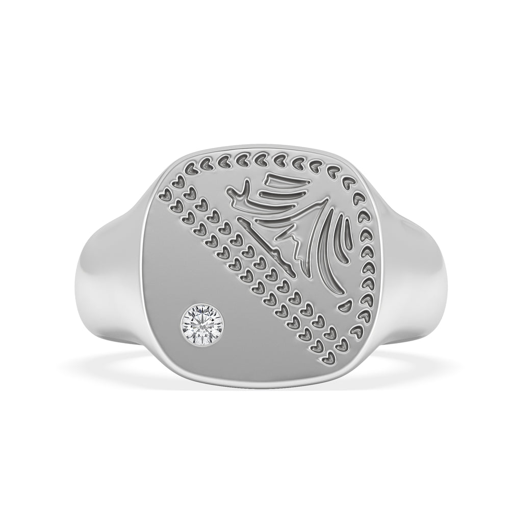 Crest 0.03ct Lab Diamond Men's Square Signet Ring in Sterling Silver