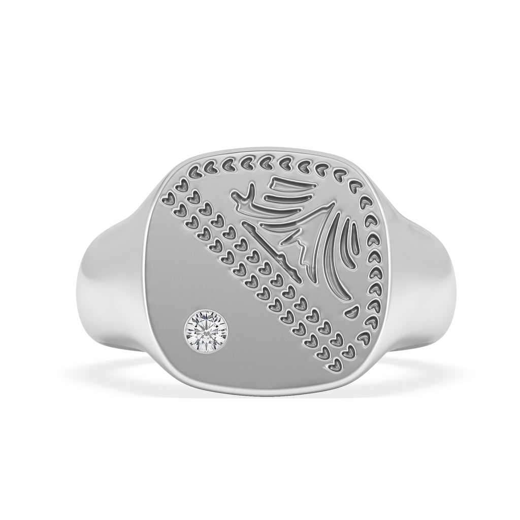 Crest 0.03ct Lab Diamond Men's Square Signet Ring in Sterling Silver