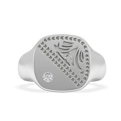 Crest 0.03ct Lab Diamond Men's Square Signet Ring in Sterling Silver