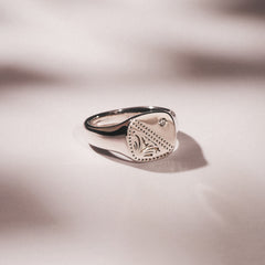 Crest 0.03ct Lab Diamond Men's Square Signet Ring in Sterling Silver