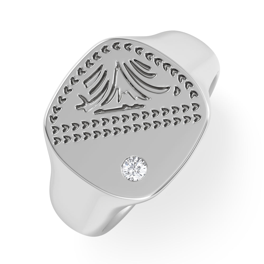Crest 0.03ct Lab Diamond Men's Square Signet Ring in Sterling Silver