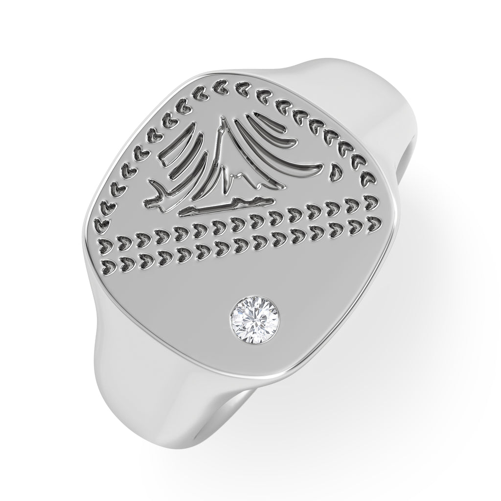 Crest 0.03ct Lab Diamond Men's Square Signet Ring in Sterling Silver
