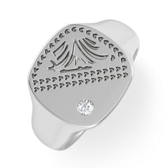 Crest 0.03ct Lab Diamond Men's Square Signet Ring in Sterling Silver