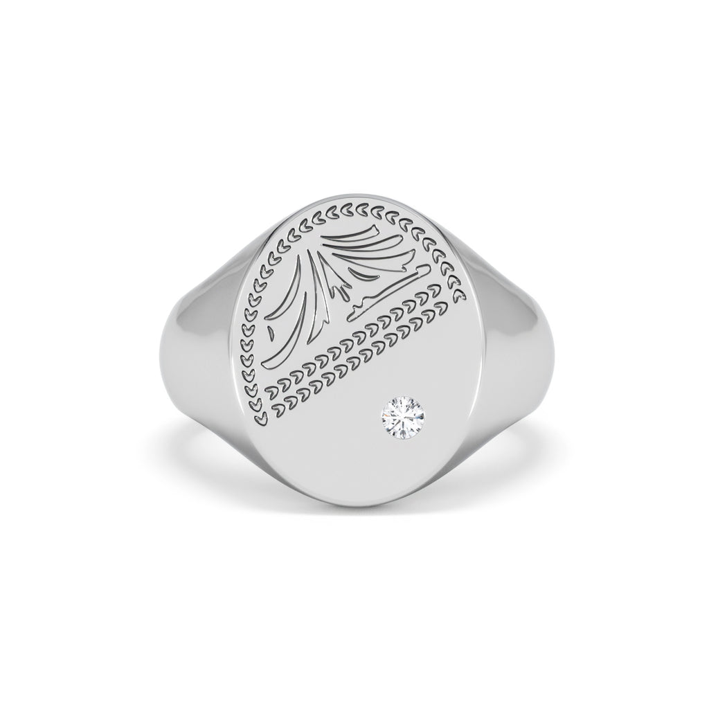 Crest 0.03ct Lab Diamond Men's Oval Signet Ring in Sterling Silver